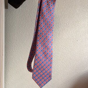 Lands' End silk orange and Blue Patterned Tie